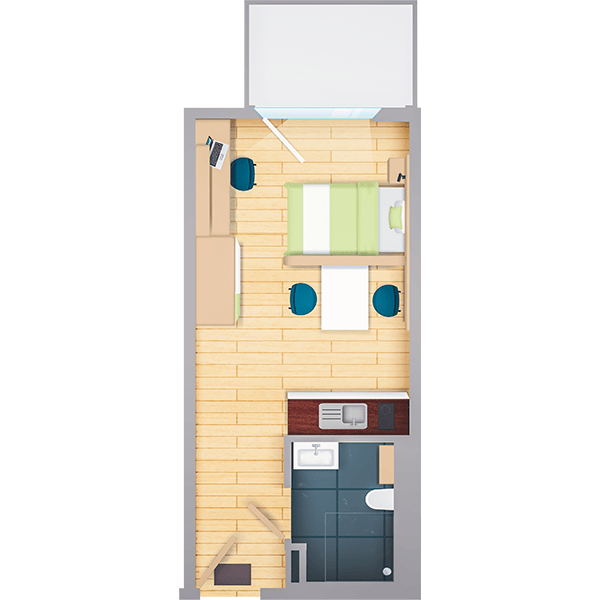 Grundriss Einzelapartment Typ 1