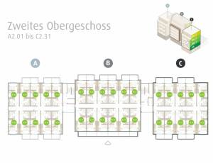 Zweites Obergeschoss A2.01 bis C2.31